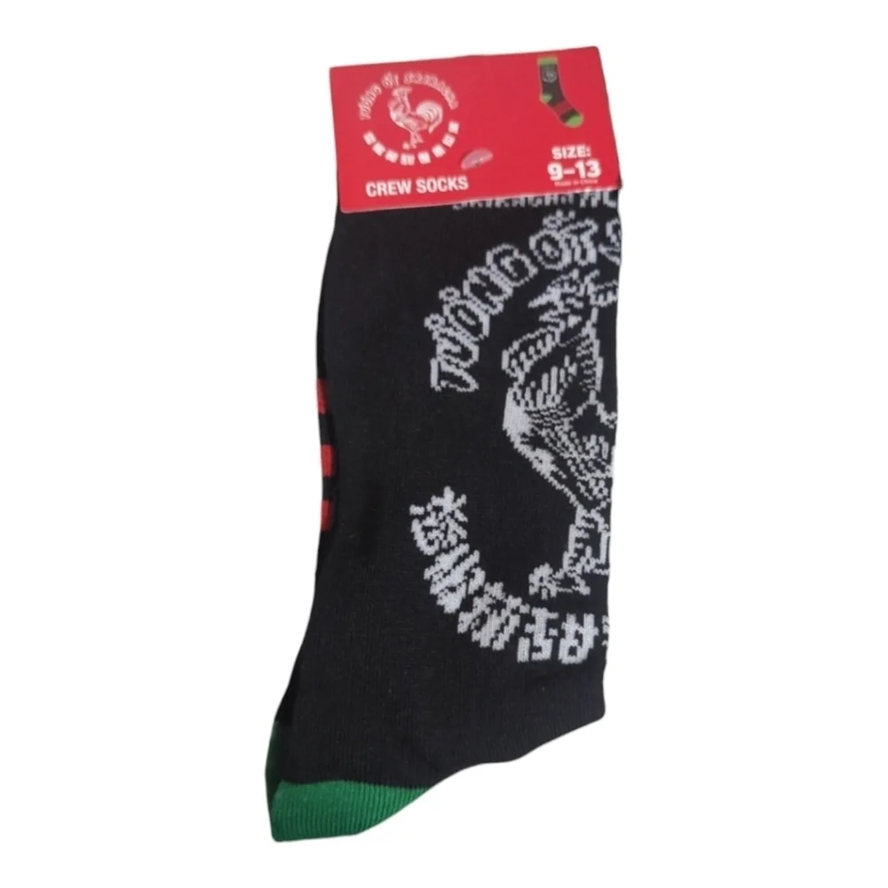Sriracha Hot Sauce Black Rooster Crew Socks One Size Fits Most